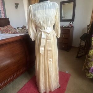 Cream Long Sleeve Bishop Gown - wore for informal wedding.  Change belt color